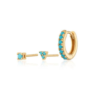 Boca Stud Set: Turquoise/Silver