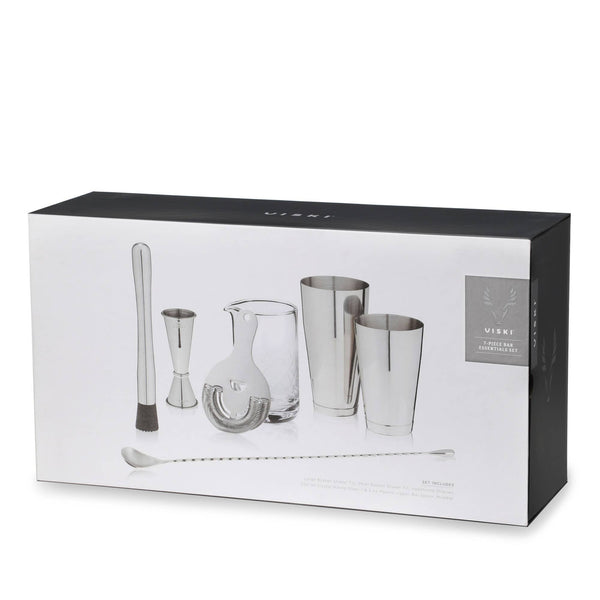 Stainless Steel and Crystal Bar Essentials Set of 7