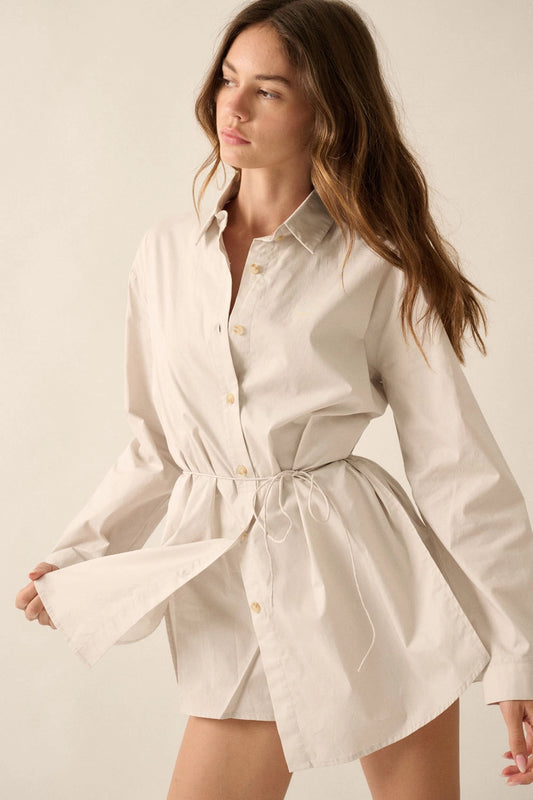 Collar-Neck Layered Romper: Silver Grey