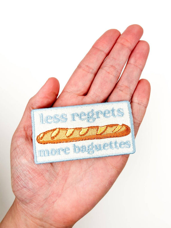 Less Regrets More Baguettes Embroidered Iron-On Patch