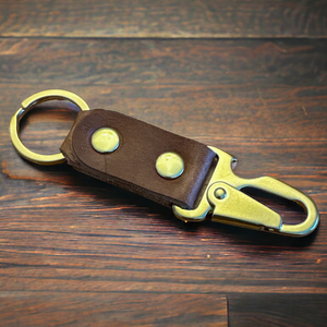 EDC Key-Clip with Bottle Opener: Brass / Brown