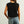 Round Neck Crochet Crop Top - Black