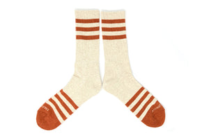Heather Stripes Socks: Cream / Orange