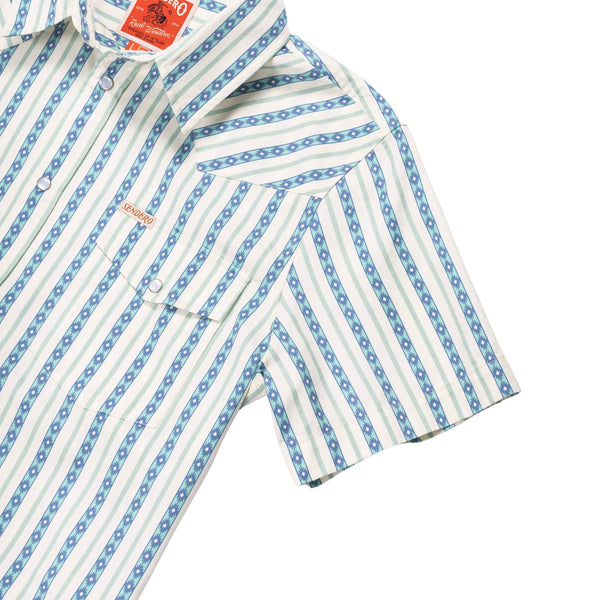 Serape Pearl Snap Short Sleeve: Teal