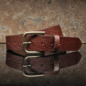 Shrunken Bison Belt - Cognac