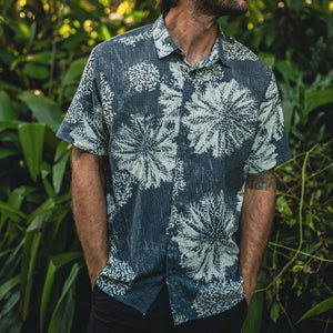 Bless Up Button Up Shirt - Navy Pukpulko