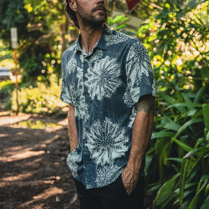 Bless Up Button Up Shirt - Navy Pukpulko