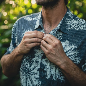 Bless Up Button Up Shirt - Navy Pukpulko