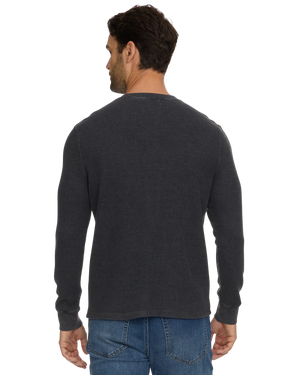 Vintage Soft Waffle Henley - Charcoal