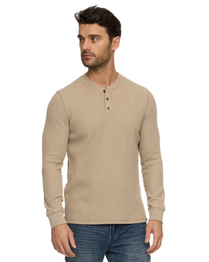 Vintage Soft Waffle Henley - Tan