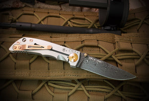 Spartan - Chad Nichols Damascus, Satin Frame, Bronze Ano HW