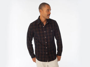 Corduroy Pearl Snap : Black Plaid