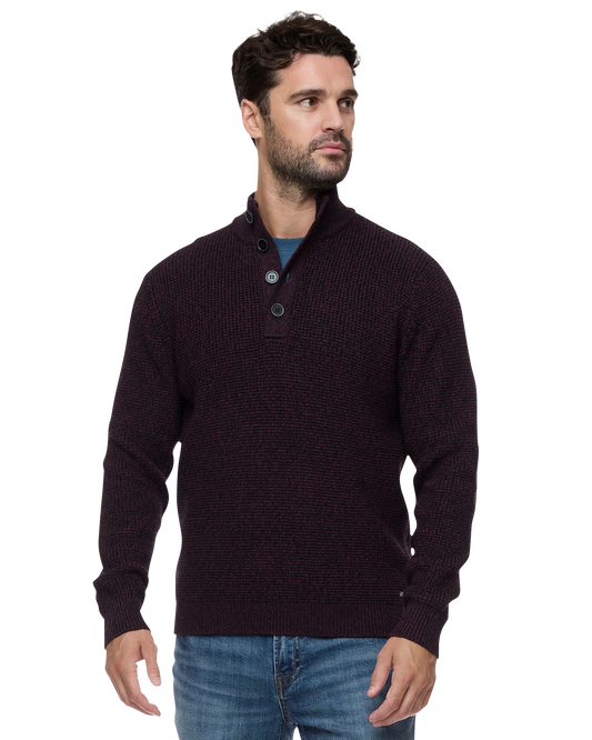 Flag & Anthem 1/4 Button Knit Sweater - Maroon