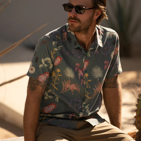 Bless Up SS Button Up - Deep Sea