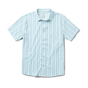 Bless Up SS Button Up - Dusty Blue Stripes