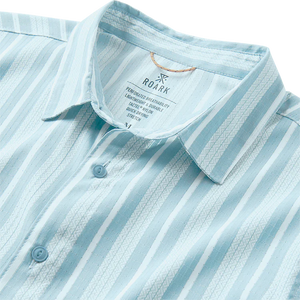 Bless Up SS Button Up - Dusty Blue Stripes