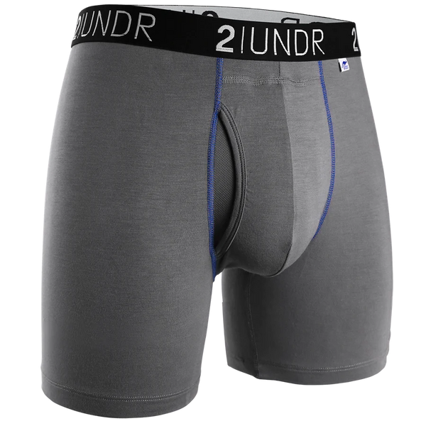 2UNDR Swing Shift Boxer Brief - Grey/Blue (6" inseam)