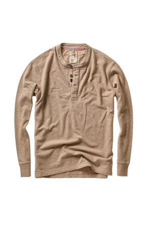 Slub Jersey Henley - Light Camel Heather