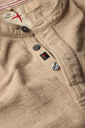 Slub Jersey Henley - Light Camel Heather