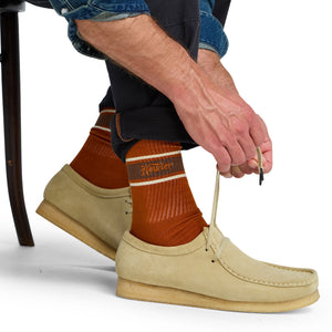 Howler Script Socks- Burnt Org/ Brown