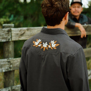 Crosscut Deluxe Longsleeve - Orange Blossoms - Antique Black