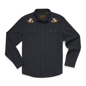 Crosscut Deluxe Longsleeve - Orange Blossoms - Antique Black