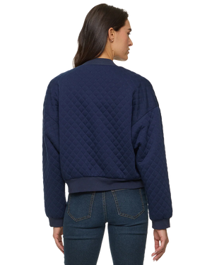 Hallie Quilted Knit Bomber Jacket - Navy