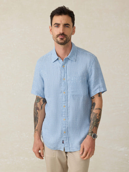Linen Palma Linen Shirt - Blue Basketweave