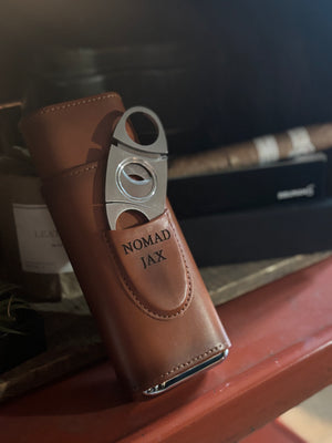 Nomad Jax 3-Cigar Leather Case with Cutter