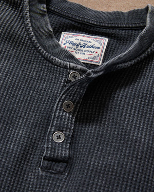 Vintage Soft Waffle Henley - Charcoal
