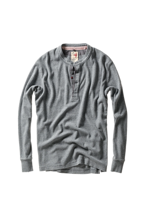 French Rib Henley : Grey Heather