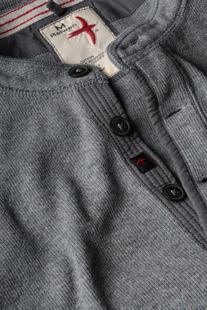 French Rib Henley : Grey Heather