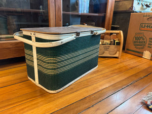 Vintage Redmon Picnic Basket - green and yellow
