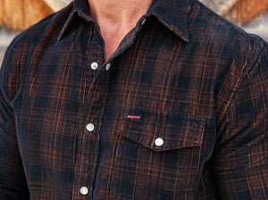 Corduroy Pearl Snap : Black Plaid