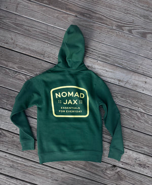 Nomad Heavyweight Badge Hoodie : Forest Green and Vegas Gold