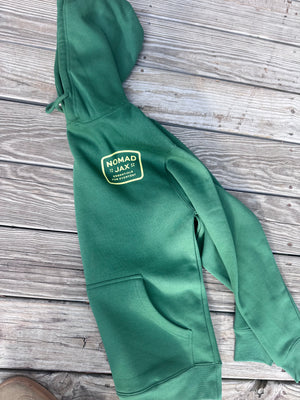 Nomad Heavyweight Badge Hoodie : Forest Green and Vegas Gold