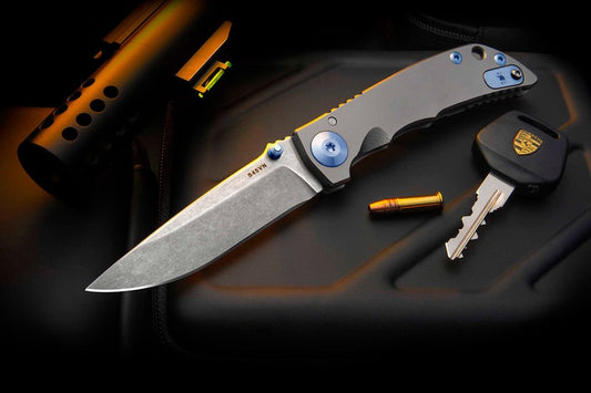 SPARTAN HARSEY FOLDER 3.25 BLUE ANO HARDWARE (S45VN)