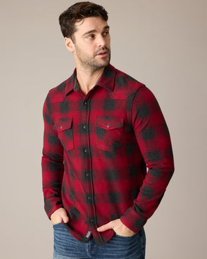 Desert Son Hero Knit Flannel : Red/Charcoal