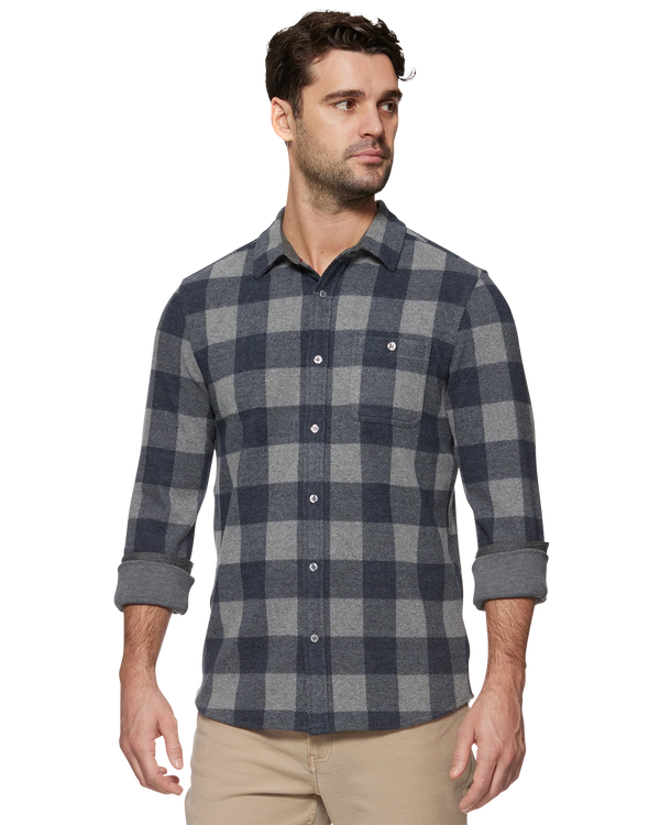 Thatcher Hero Knit Flannel - Navy/Grey
