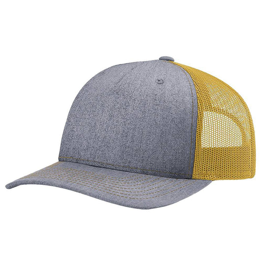 Richardson 112 Five Panel Trucker- Heather Gray/Amber Gold