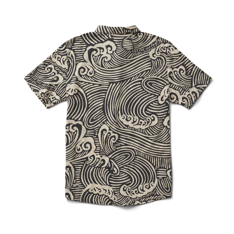 Bless Up Breathable Button Up Shirt - Black & White Wave