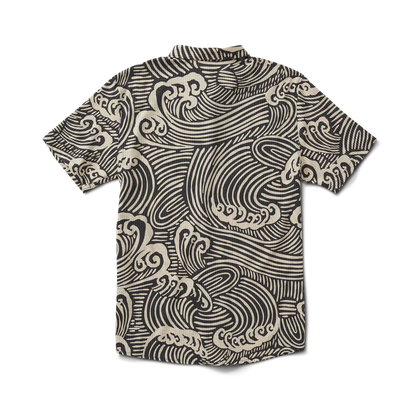 Bless Up Breathable Button Up Shirt - Black & White Wave