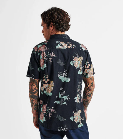 Journey Short Sleeve Button Up Shirt - Tiger Lotus Black