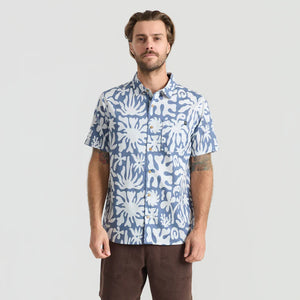 Journey Short Sleeve Woven Button Down - Neptune
