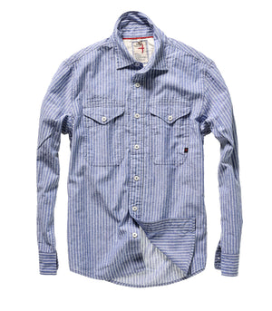 Utility Blues Shirt - Dark Blue Stripes
