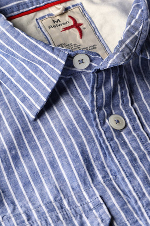 Utility Blues Shirt - Dark Blue Stripes