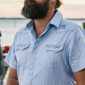 Crosscut Deluxe Snapshirt - Surfbird Sky Oxford Dobby