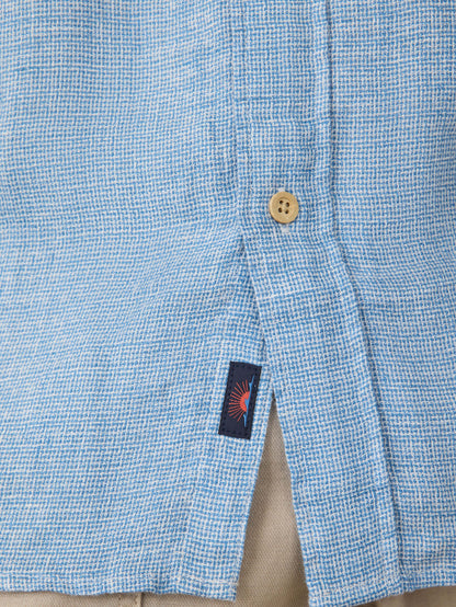 Linen Palma Linen Shirt - Blue Basketweave