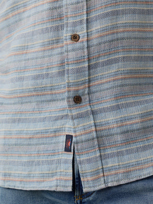 Short Sleeve Palma Linen Shirt - Blue Gulf Stripe