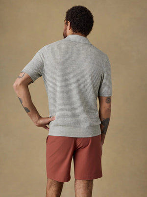 SS Linen Sweater Polo- Beach Tree Stripe
